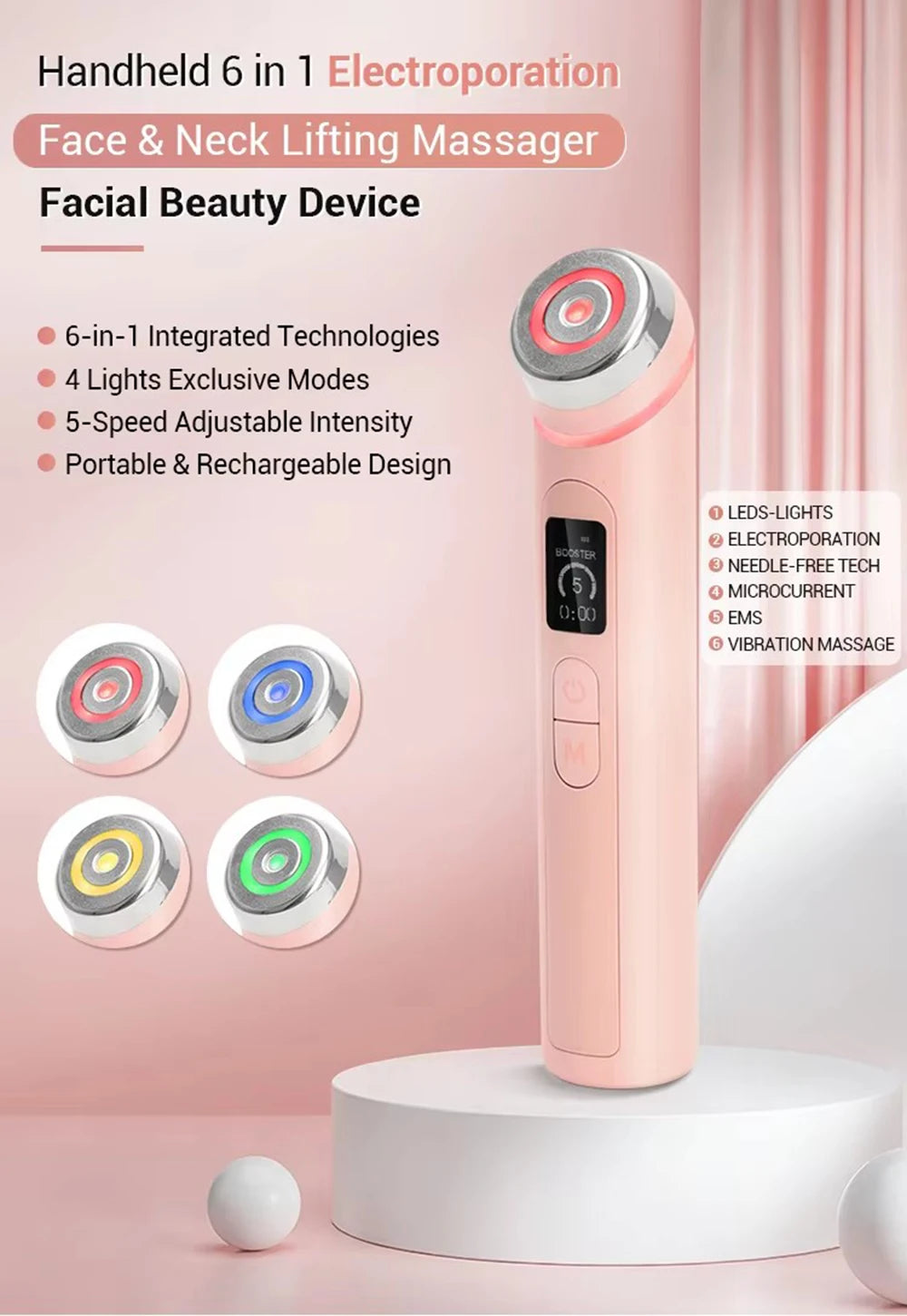 4 Colors Age-R Booster Pro Facial Skin Care Anti Wrinkle Beauty Device EMS Microcurrent Lift Massager Home Use Beauty Skin Care