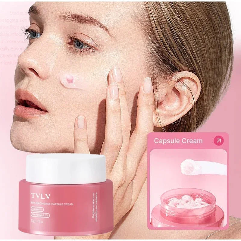 50g Niacinamide Pink Capsule Cream Moisturizing Hydrating Revitalizing Gel Cream Plumping Firming Face Cream Daily Face Skincare