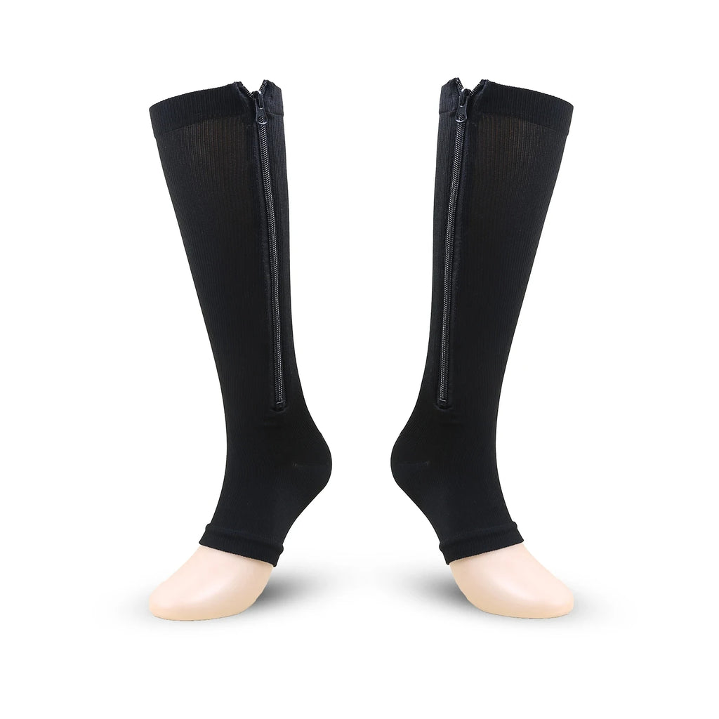 Compression Socks S-XXL Medical Edema Pregnant Varicocele Open Toe Socks Men Women Solid Color Knee Length Elastic Tight Socks