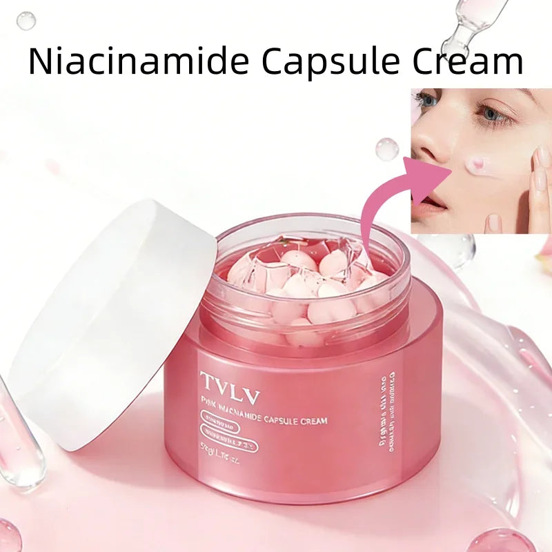 50g Niacinamide Pink Capsule Cream Moisturizing Hydrating Revitalizing Gel Cream Plumping Firming Face Cream Daily Face Skincare