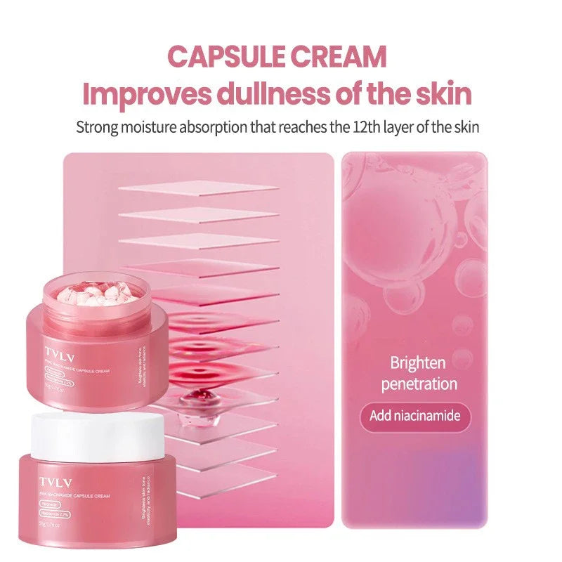 50g Niacinamide Pink Capsule Cream Moisturizing Hydrating Revitalizing Gel Cream Plumping Firming Face Cream Daily Face Skincare
