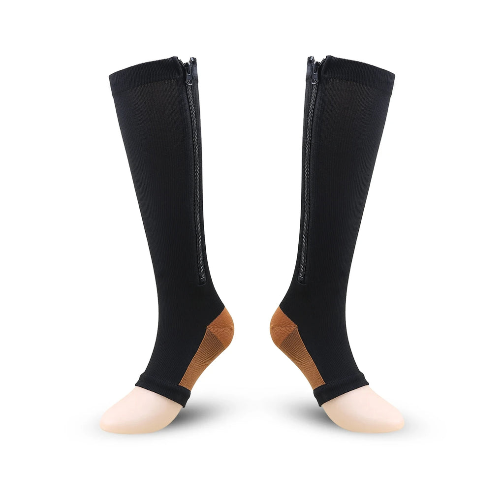 Compression Socks S-XXL Medical Edema Pregnant Varicocele Open Toe Socks Men Women Solid Color Knee Length Elastic Tight Socks