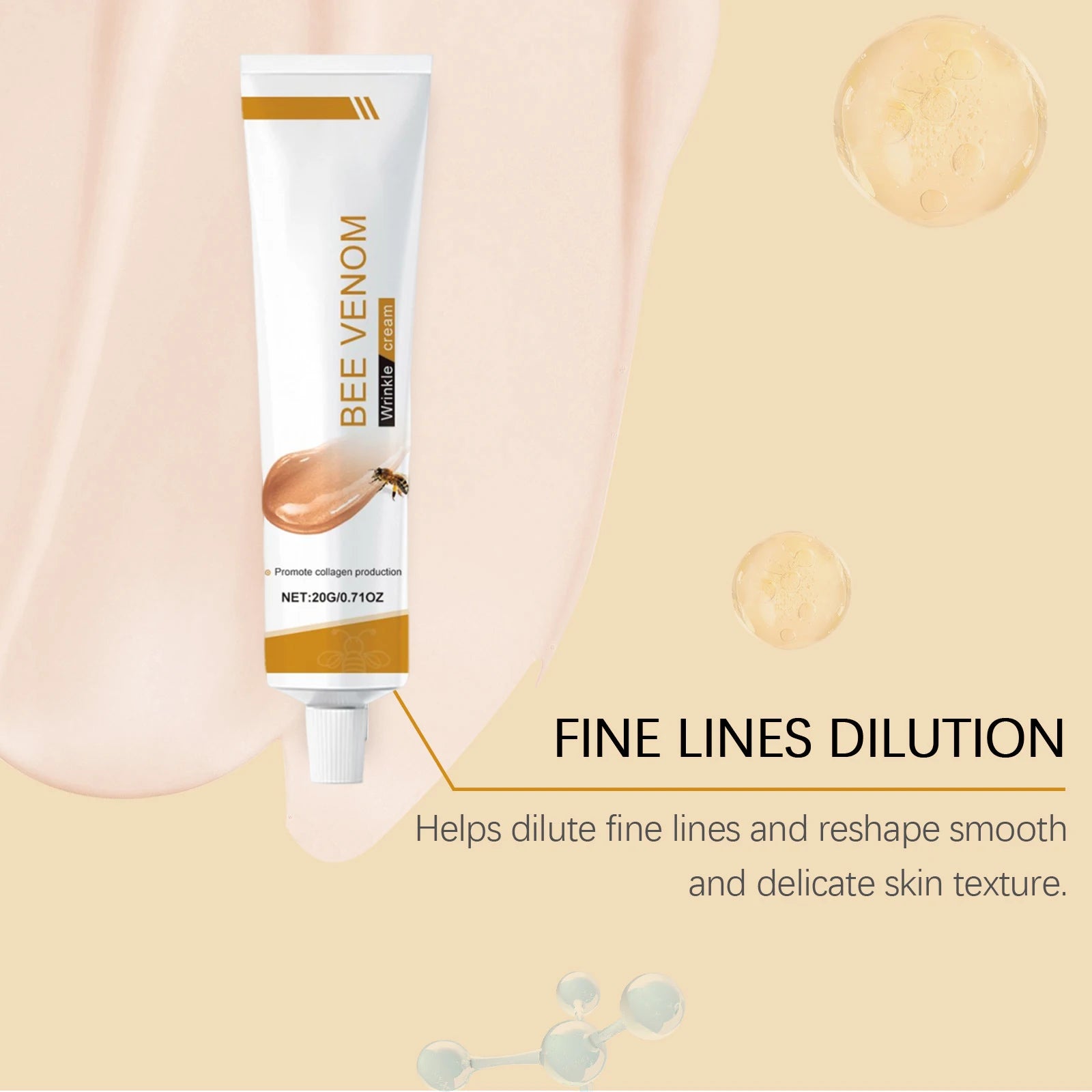 Bee Venom Wrinkle Removal Cream Firming Lifting Facial Moisturizing Deep Hydration Smoothing Fine Lines Anti Aging Face Cream