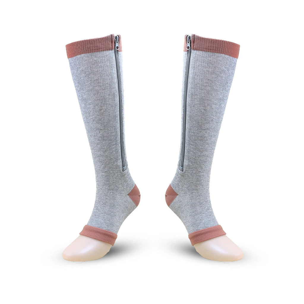 Compression Socks S-XXL Medical Edema Pregnant Varicocele Open Toe Socks Men Women Solid Color Knee Length Elastic Tight Socks