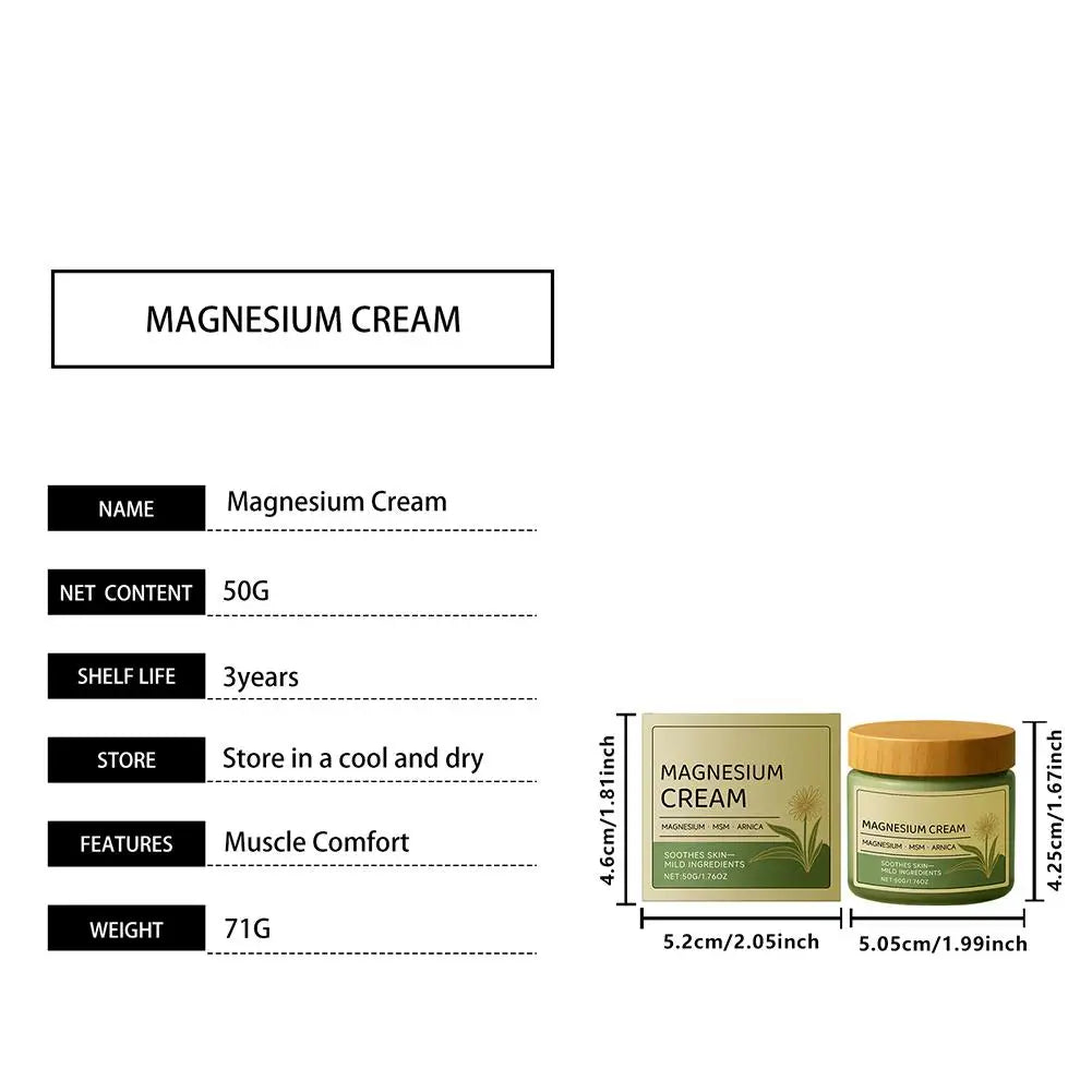 Nerve Total Relief Magnesium Cream Body Care Cream Deep Hydration Soothing Balm for Knees Muscles External Massage Care Lotion