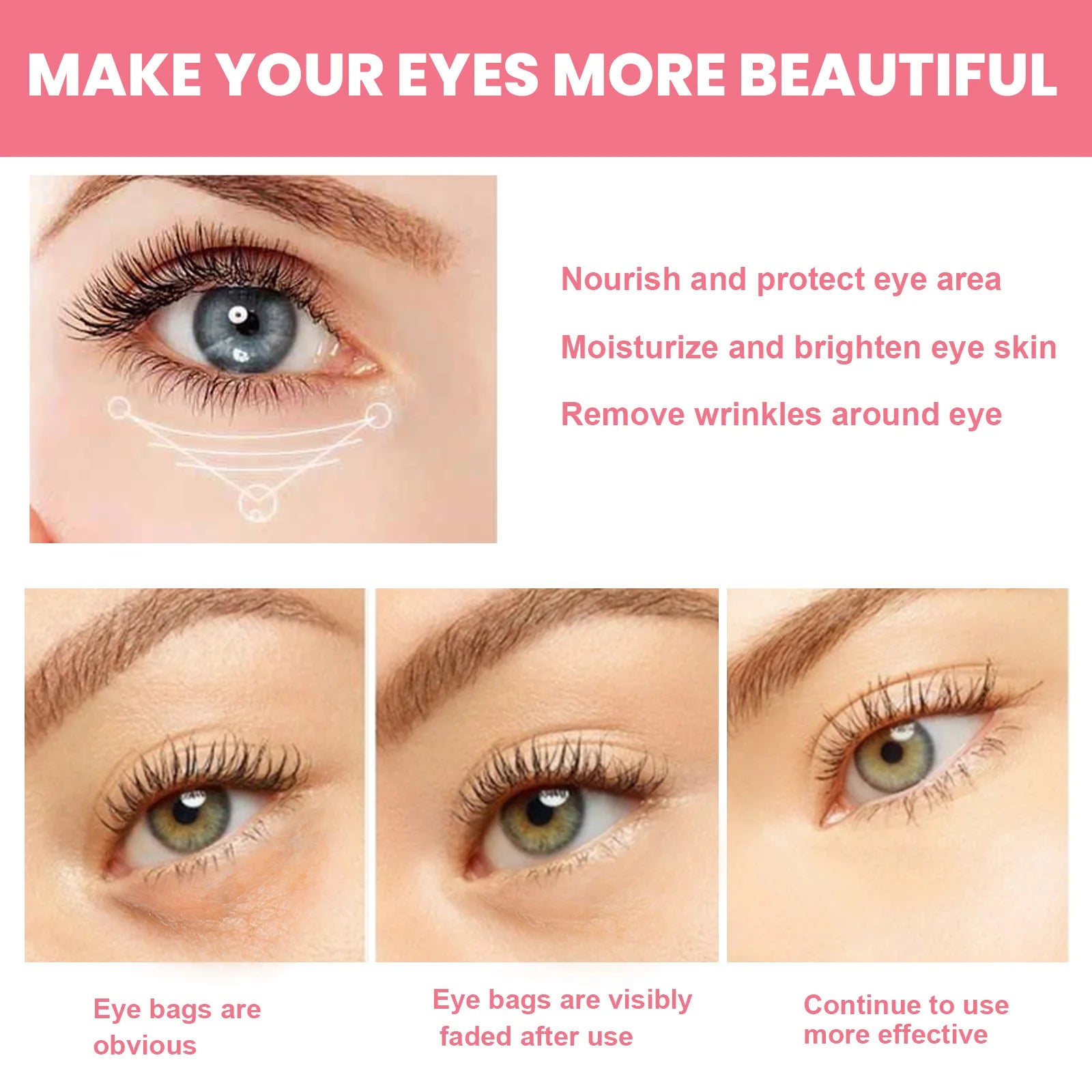 Women Extra Renewing Rosehip Eye Balm Face Lifting Moisturizing Balm Stick Fine Lines Removal Hyaluronic around the Eye Care15ml