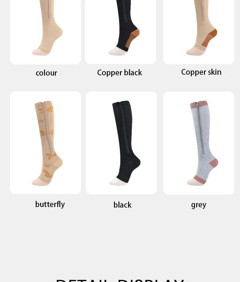 Compression Socks S-XXL Medical Edema Pregnant Varicocele Open Toe Socks Men Women Solid Color Knee Length Elastic Tight Socks