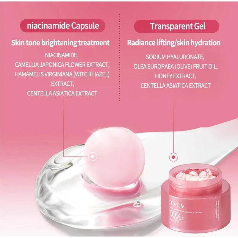 50g Niacinamide Pink Capsule Cream Moisturizing Hydrating Revitalizing Gel Cream Plumping Firming Face Cream Daily Face Skincare