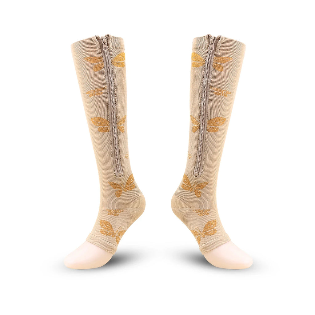 Compression Socks S-XXL Medical Edema Pregnant Varicocele Open Toe Socks Men Women Solid Color Knee Length Elastic Tight Socks