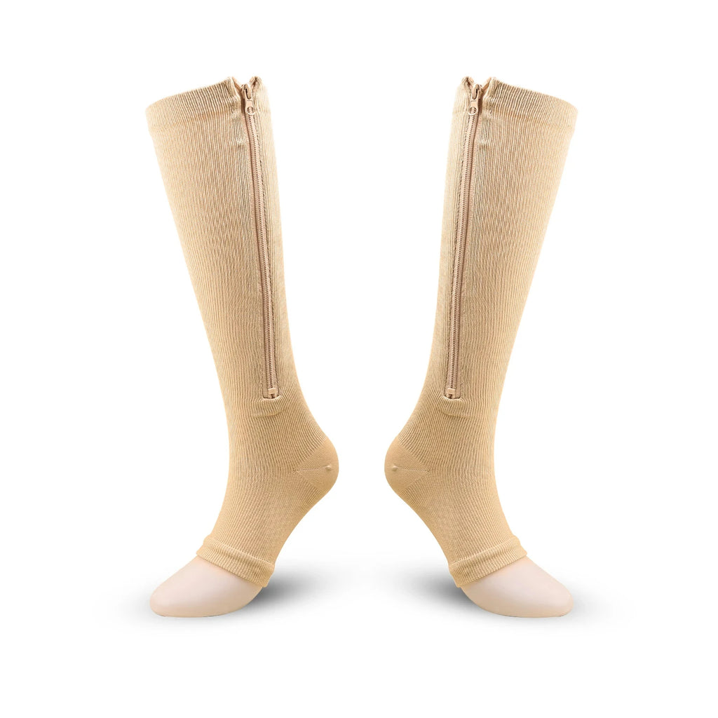 Compression Socks S-XXL Medical Edema Pregnant Varicocele Open Toe Socks Men Women Solid Color Knee Length Elastic Tight Socks