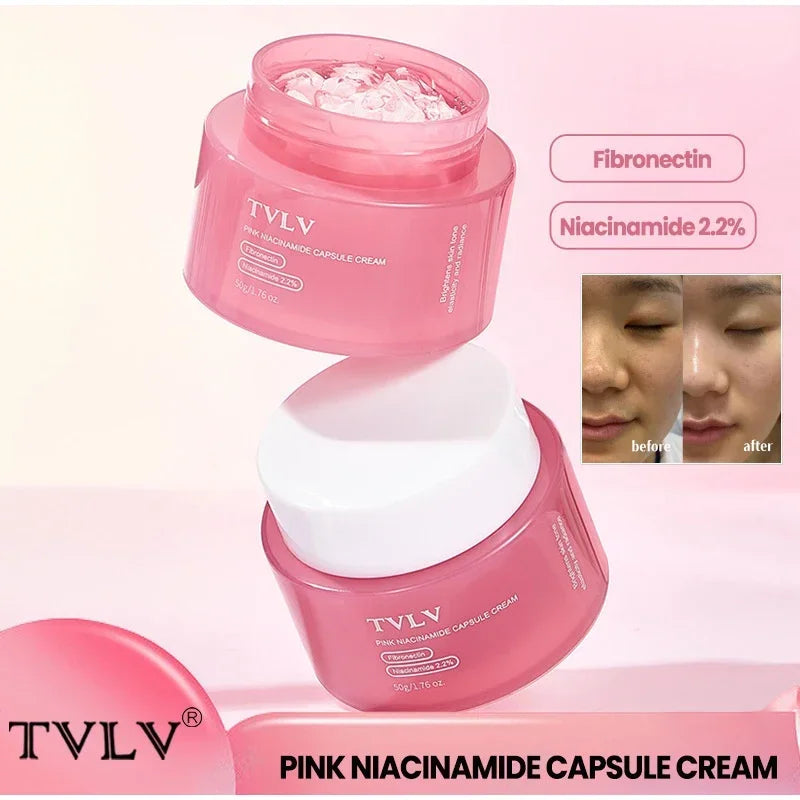 50g Niacinamide Pink Capsule Cream Moisturizing Hydrating Revitalizing Gel Cream Plumping Firming Face Cream Daily Face Skincare