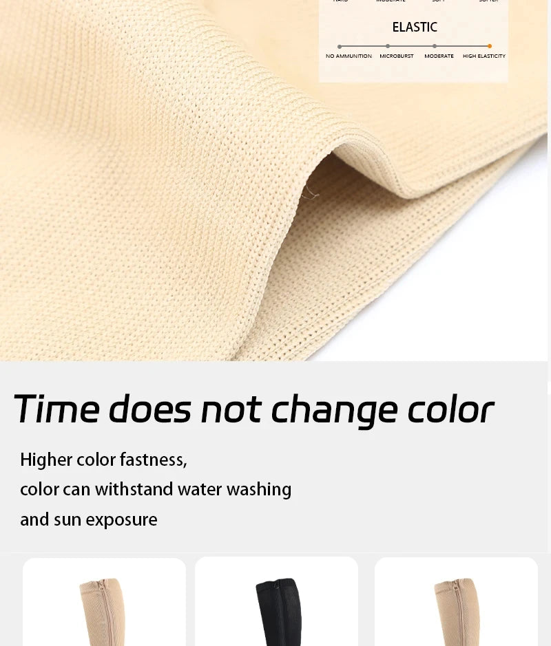 Compression Socks S-XXL Medical Edema Pregnant Varicocele Open Toe Socks Men Women Solid Color Knee Length Elastic Tight Socks