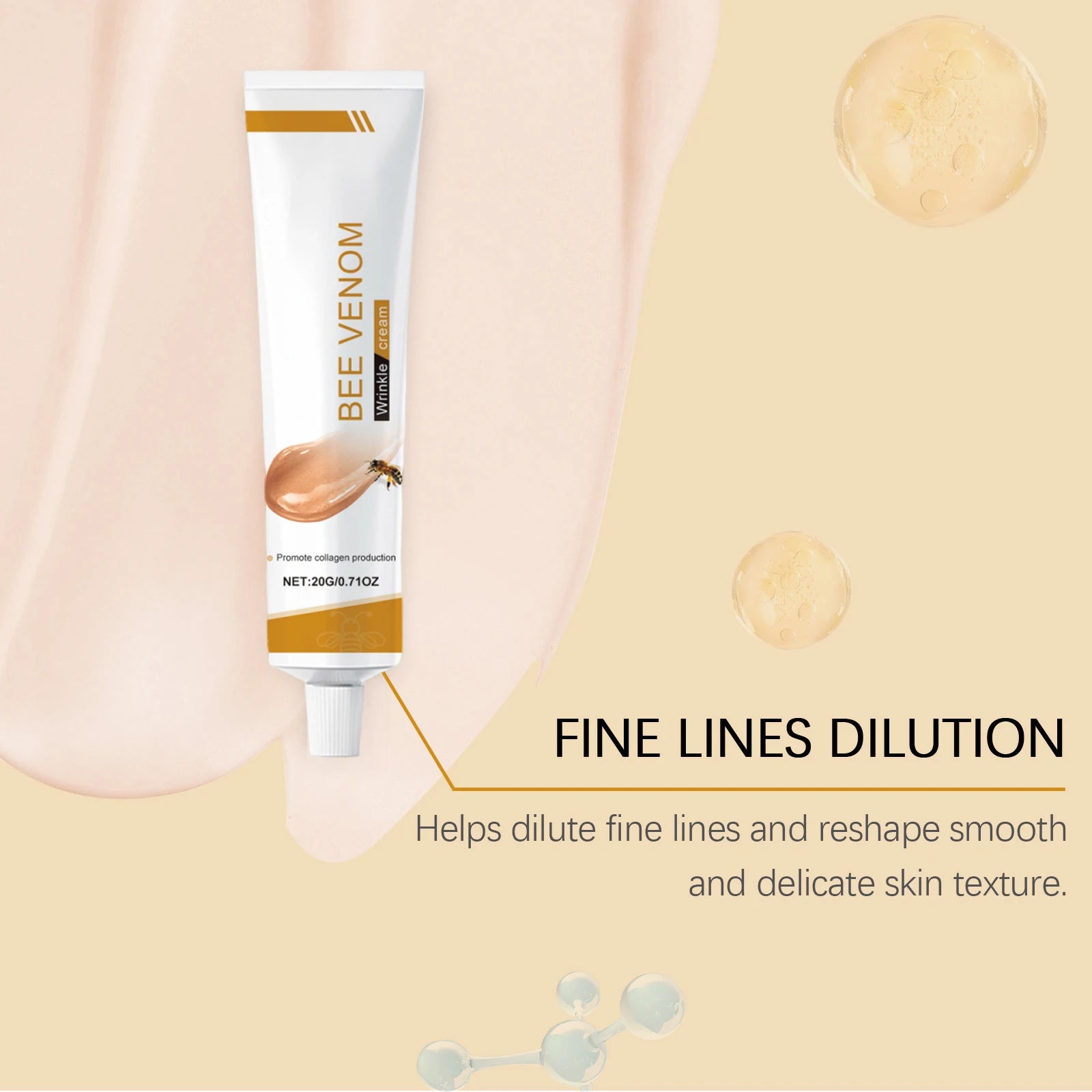 Bee Venoms Cream Moisturizing Skin Elasticity Increased Reduce Fine Lines Deep Hydration Face Care Anti Aging Cream for Woman