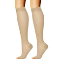Compression Socks S-XXL Medical Edema Pregnant Varicocele Open Toe Socks Men Women Solid Color Knee Length Elastic Tight Socks