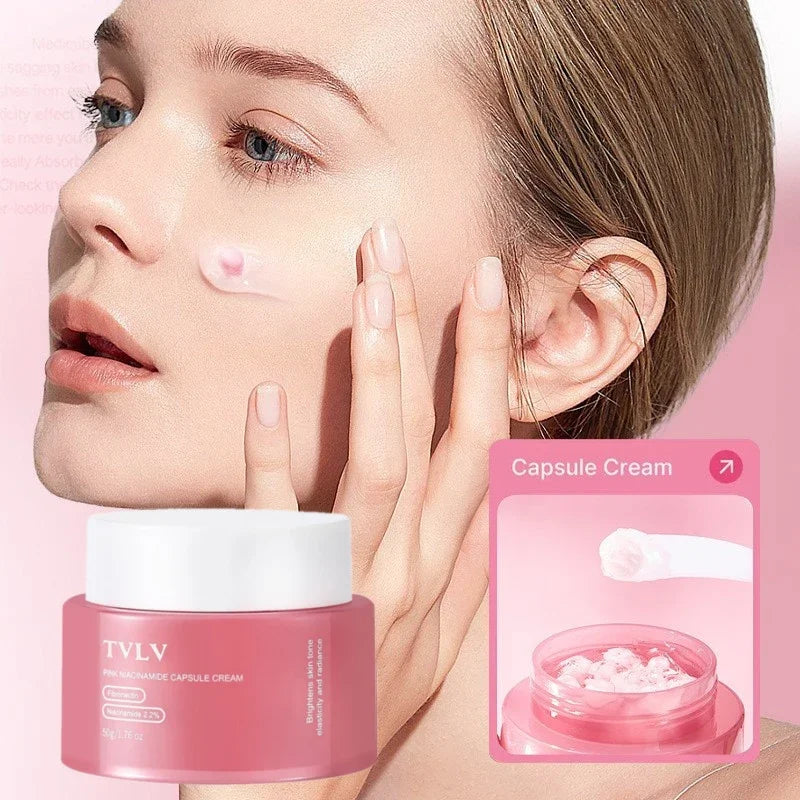 50g Niacinamide Pink Capsule Cream Moisturizing Hydrating Revitalizing Gel Cream Plumping Firming Face Cream Daily Face Skincare